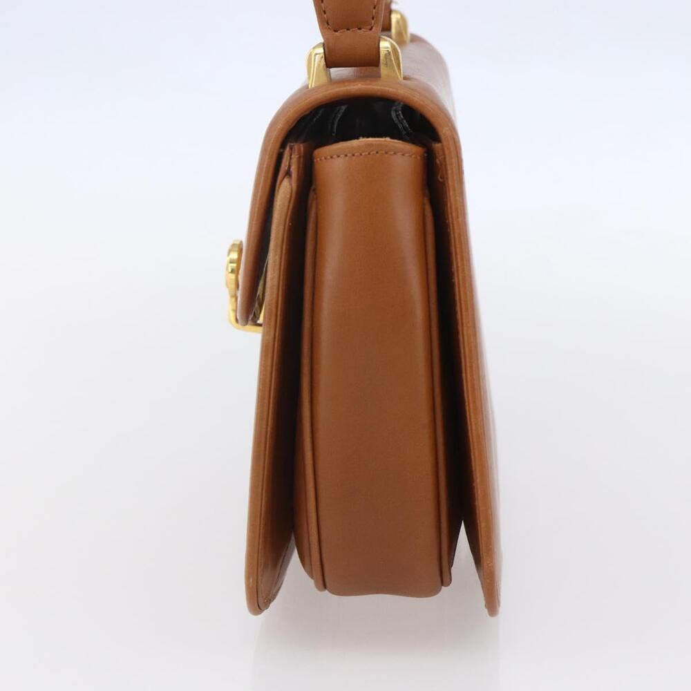GUCCI Hand Bag Leather Brown Gold Auth 154667 - Picture 4 of 16